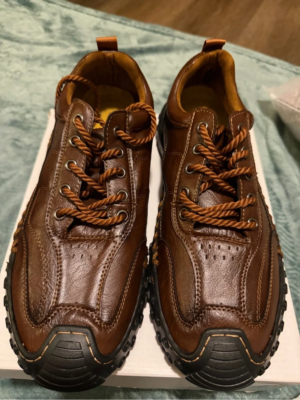 Men's Brown Leather Casual Lace-Up Shoes